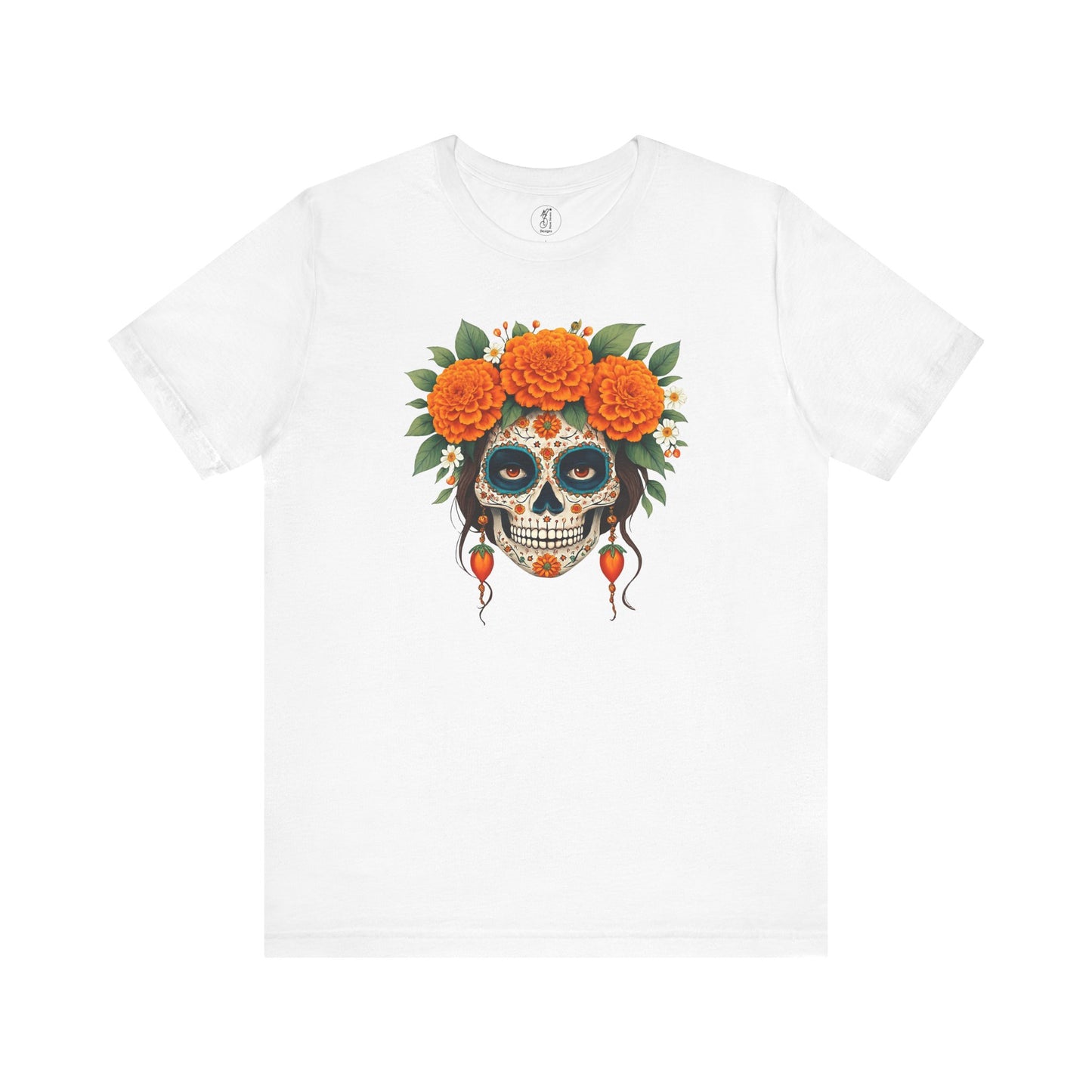 Aurelia – Golden Marigold Spirit Sugar Skull Día de los Muertos Unisex Tee