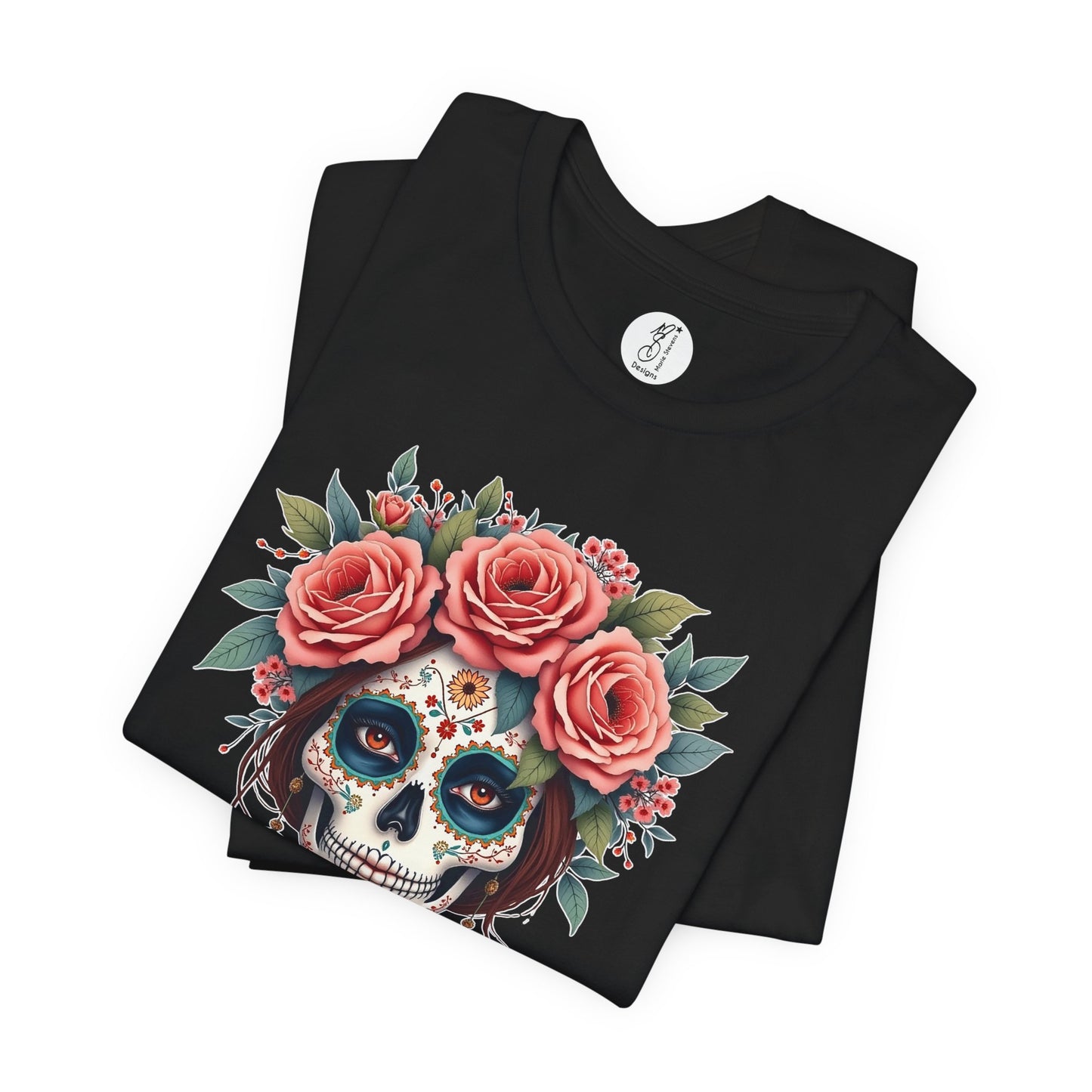 Rosalinda · Floral Sugar Skull Bella Canvas Tee · Dia de los Muertos Unisex T-Shirt