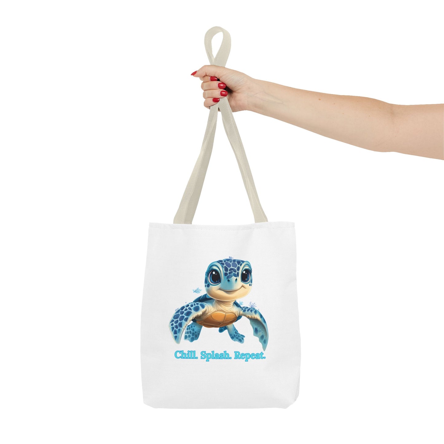 Cute Sea Turtle Tote Bag, Chill Splash Repeat