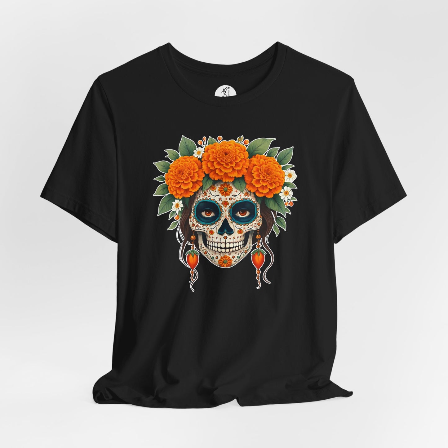 Aurelia – Golden Marigold Spirit Sugar Skull Día de los Muertos Unisex Tee