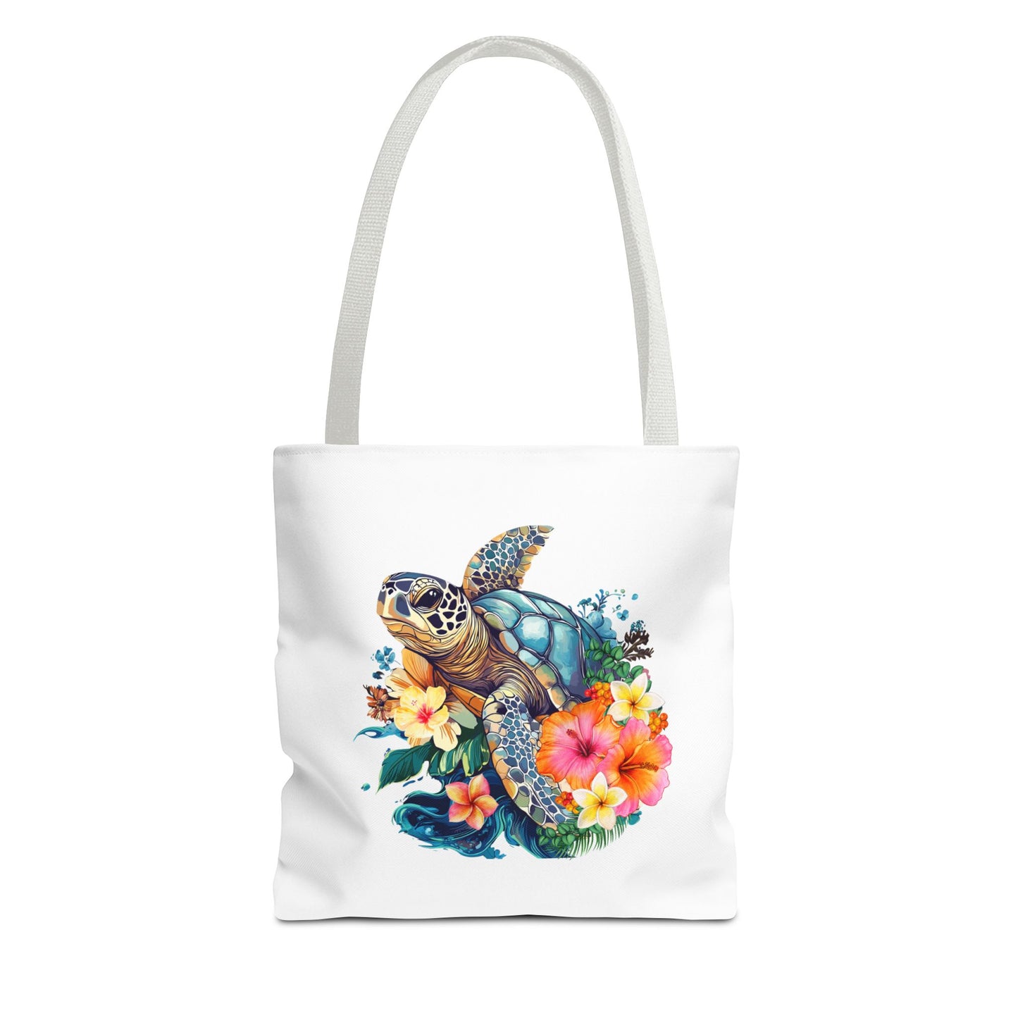 Colorful Floral Turtle Tote Bag