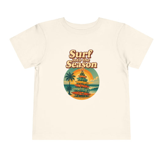 Toddler Tee — "Coastal Claus" Surf Into the Season Christmas Beach Shirt