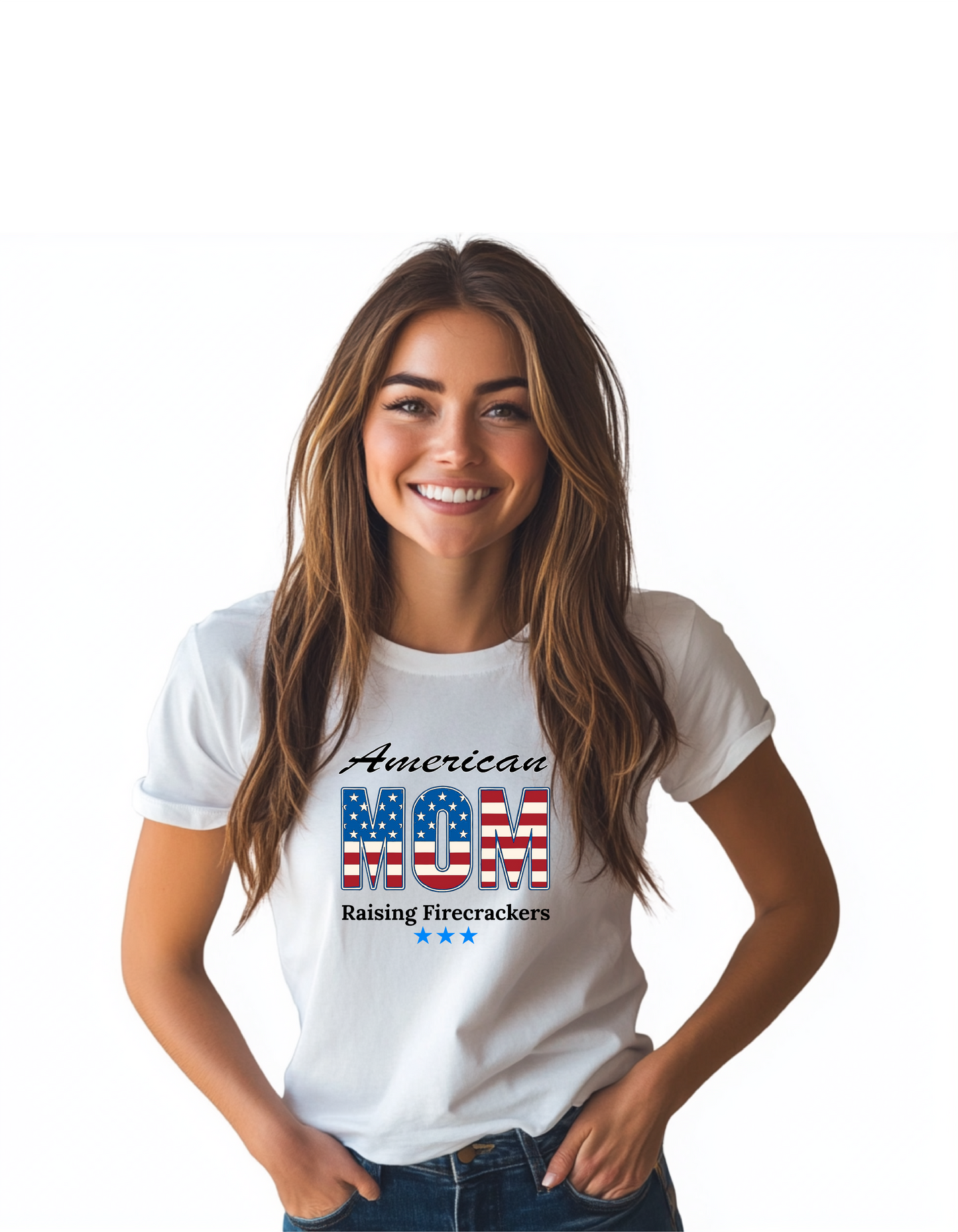 American Mom Raising Firecrackers Fourth of July Tee