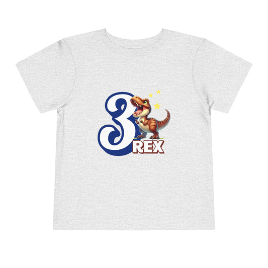 3-Rex Birthday Toddler Short Sleeve Tee