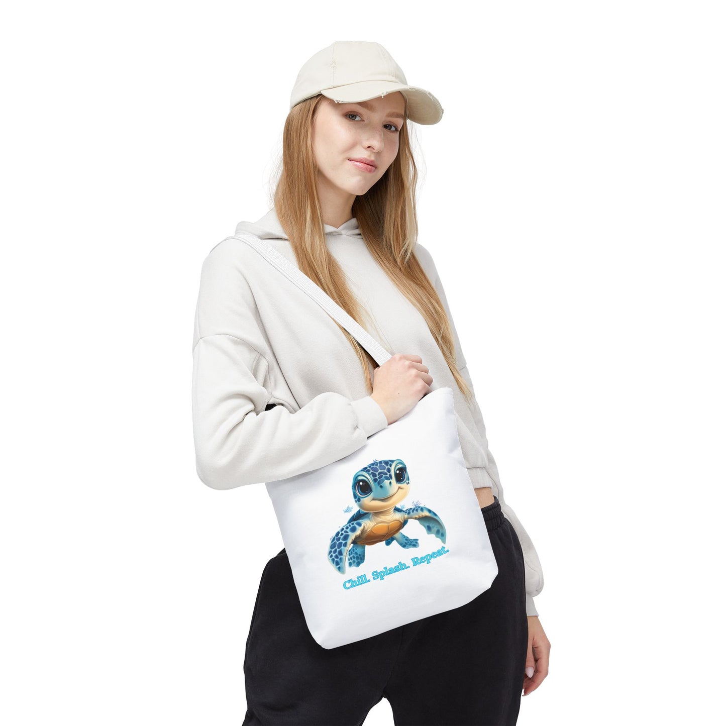 Cute Sea Turtle Tote Bag, Chill Splash Repeat