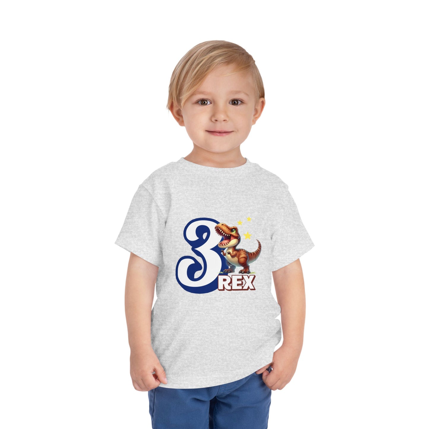 3-Rex Birthday Toddler Short Sleeve Tee