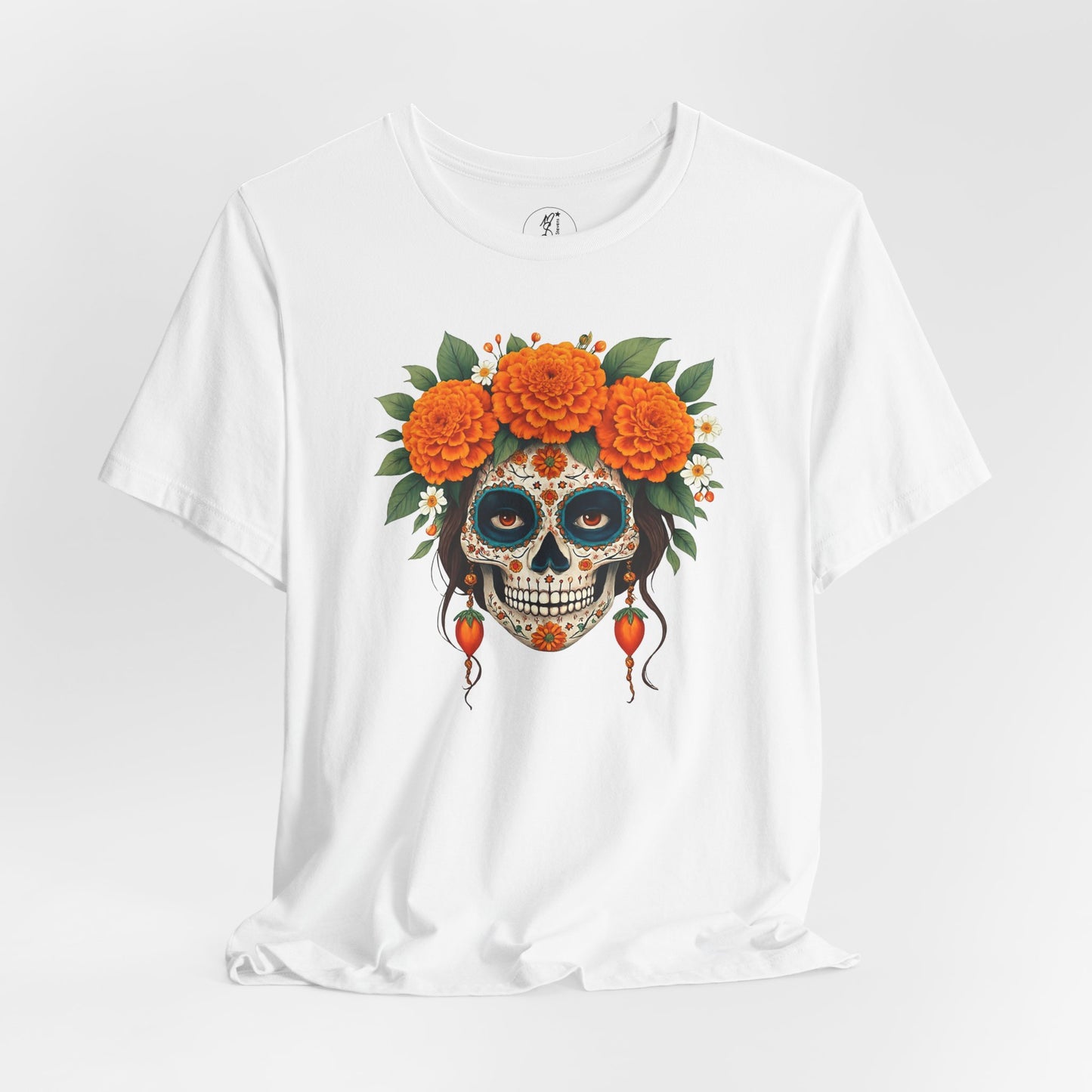 Aurelia – Golden Marigold Spirit Sugar Skull Día de los Muertos Unisex Tee