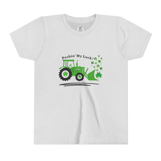Kids Tractor 'Pushin' My Luck' Tee - Fun Farm-Themed Short Sleeve Shirt