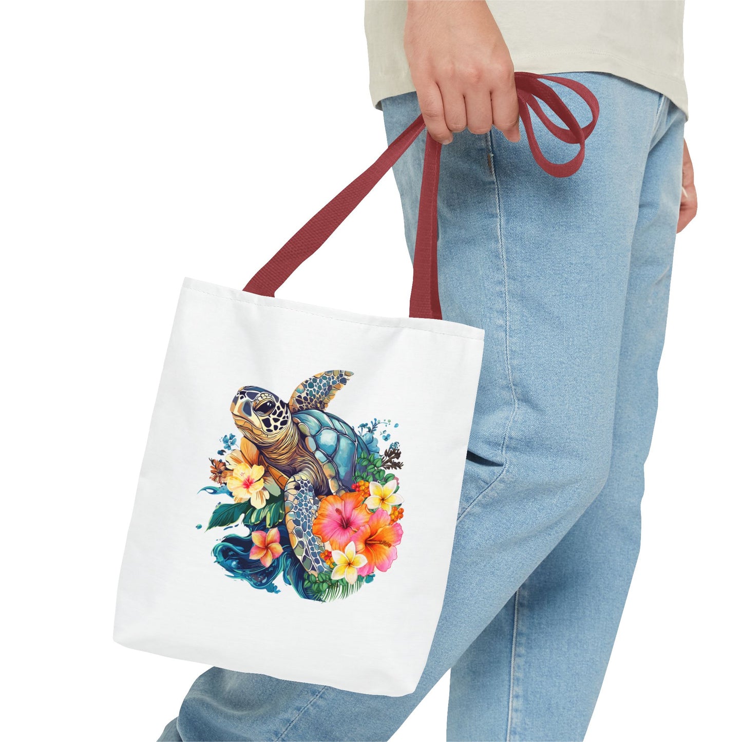 Colorful Floral Turtle Tote Bag