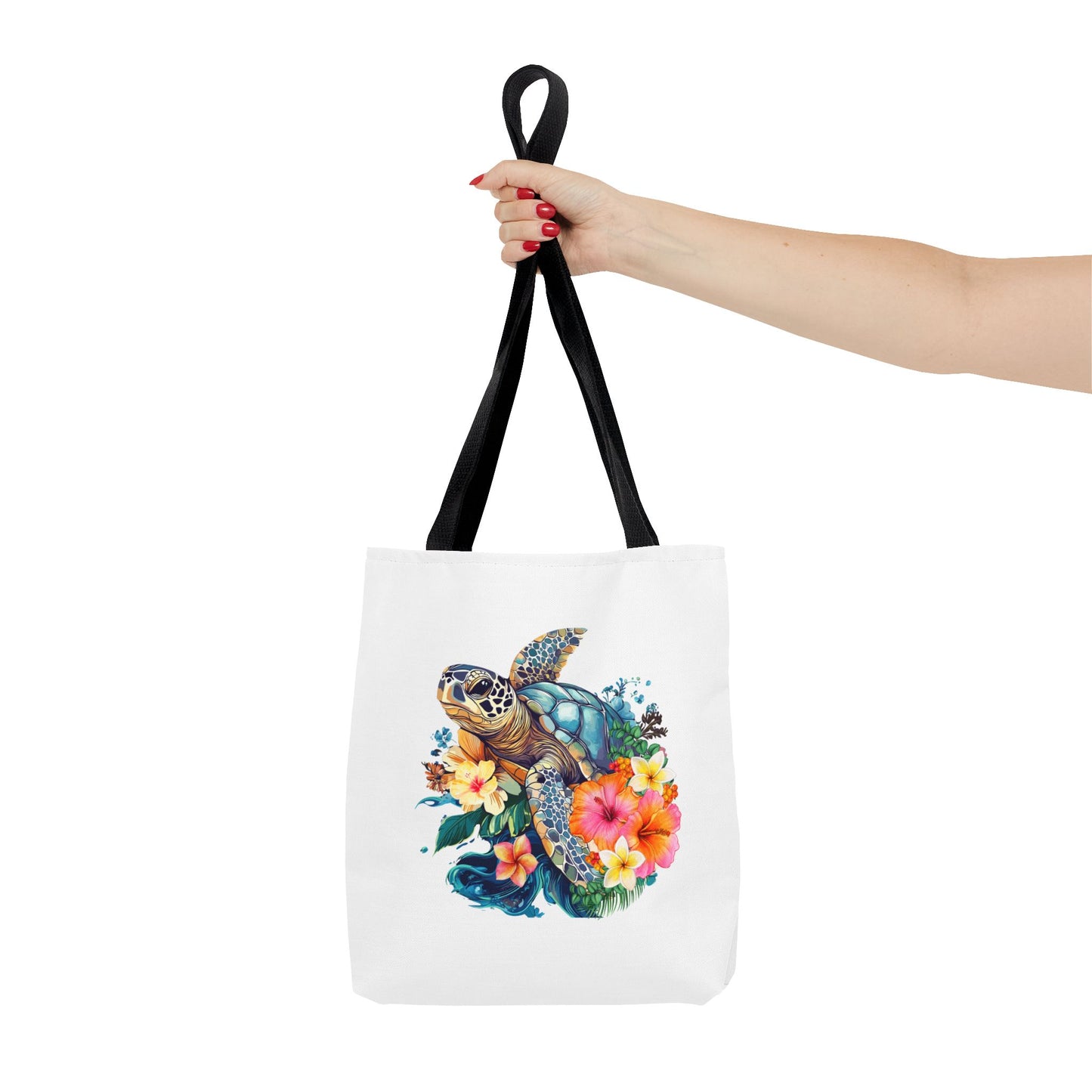 Colorful Floral Turtle Tote Bag