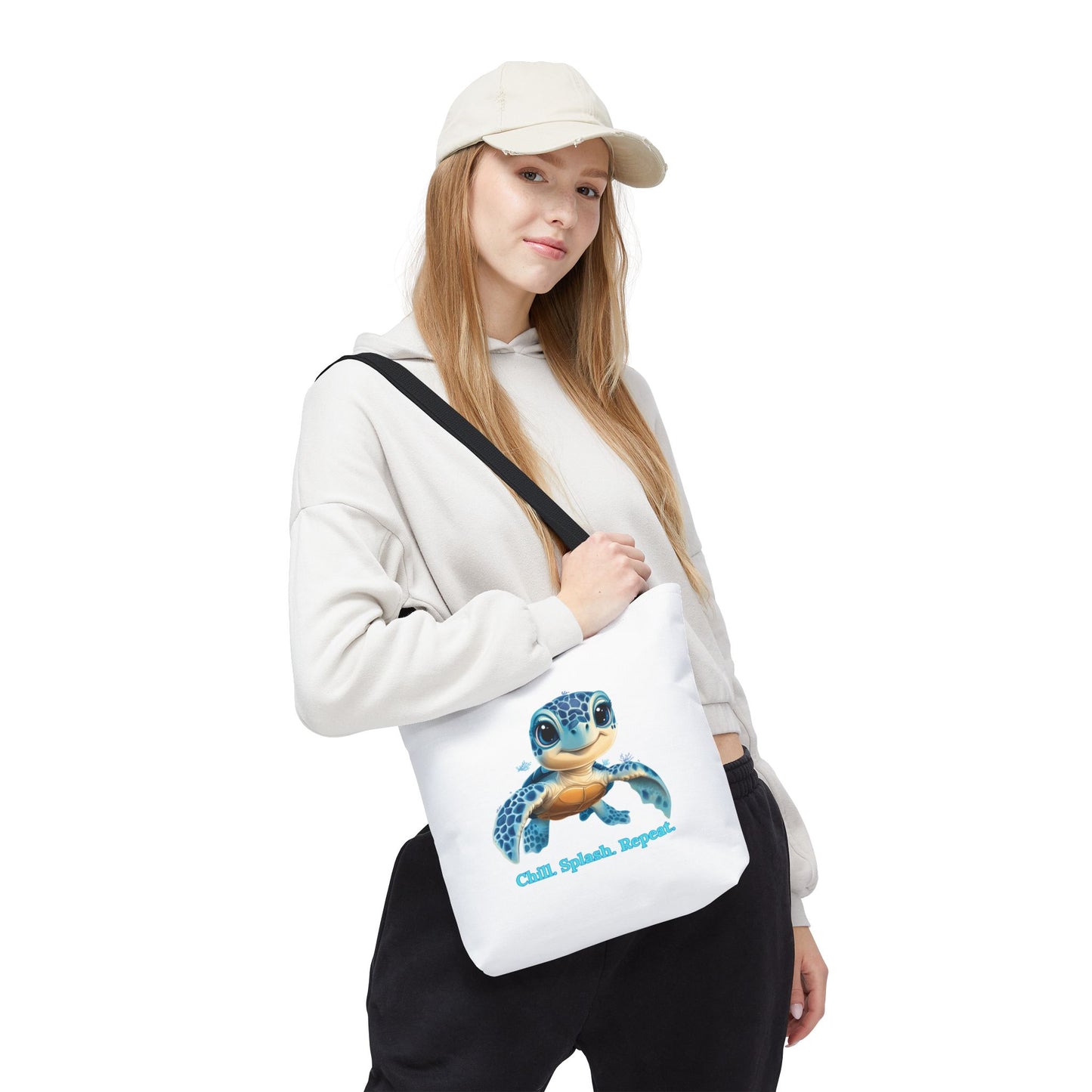 Cute Sea Turtle Tote Bag, Chill Splash Repeat