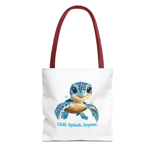 Cute Sea Turtle Tote Bag, Chill Splash Repeat