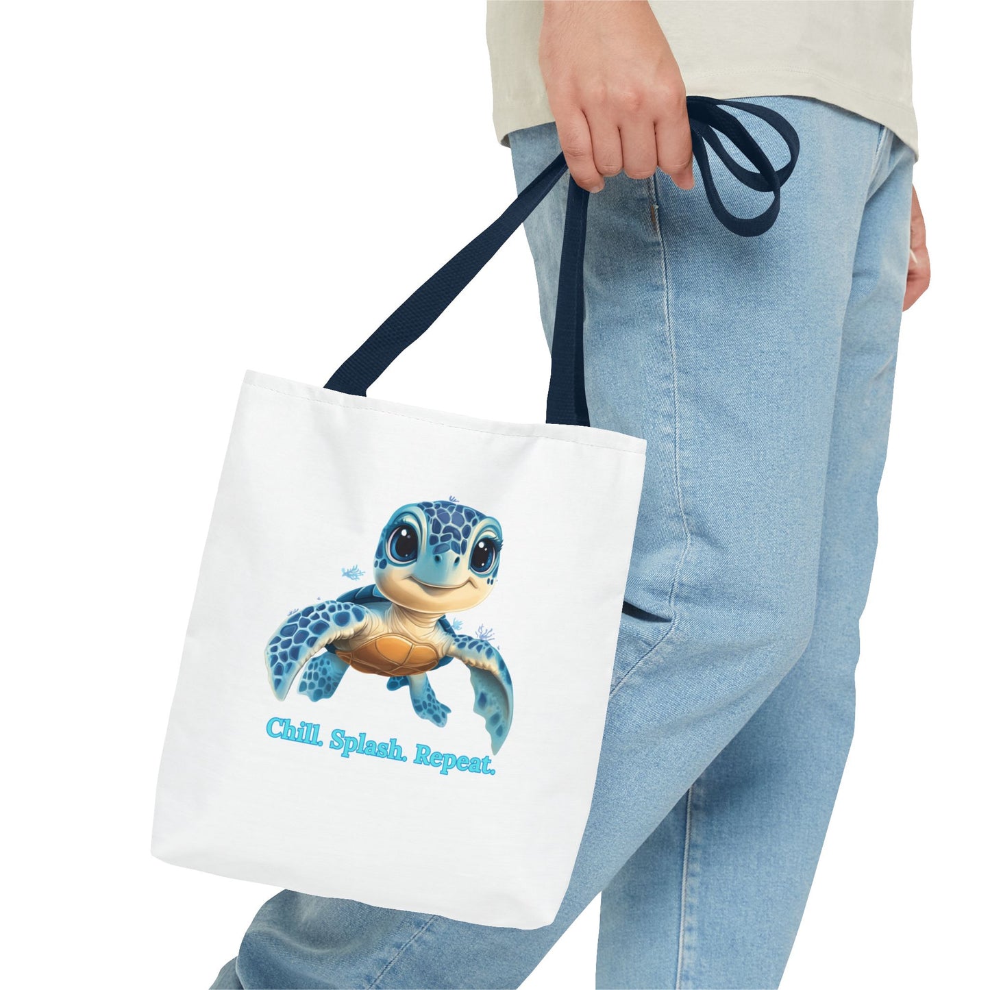 Cute Sea Turtle Tote Bag, Chill Splash Repeat