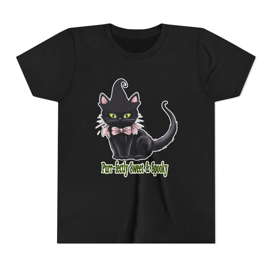 Purr-fectly Sweet & Spooky Cat Youth Tee