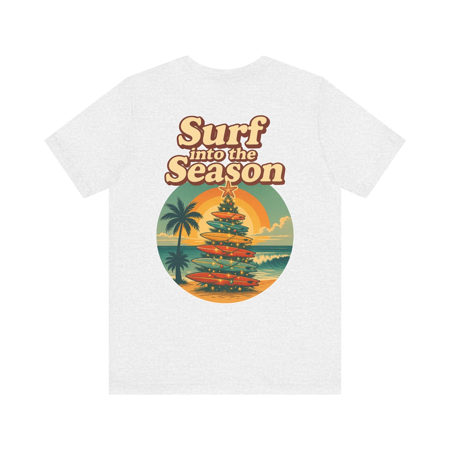 Surf Into the Season Tee — Retro Coastal Christmas Tee