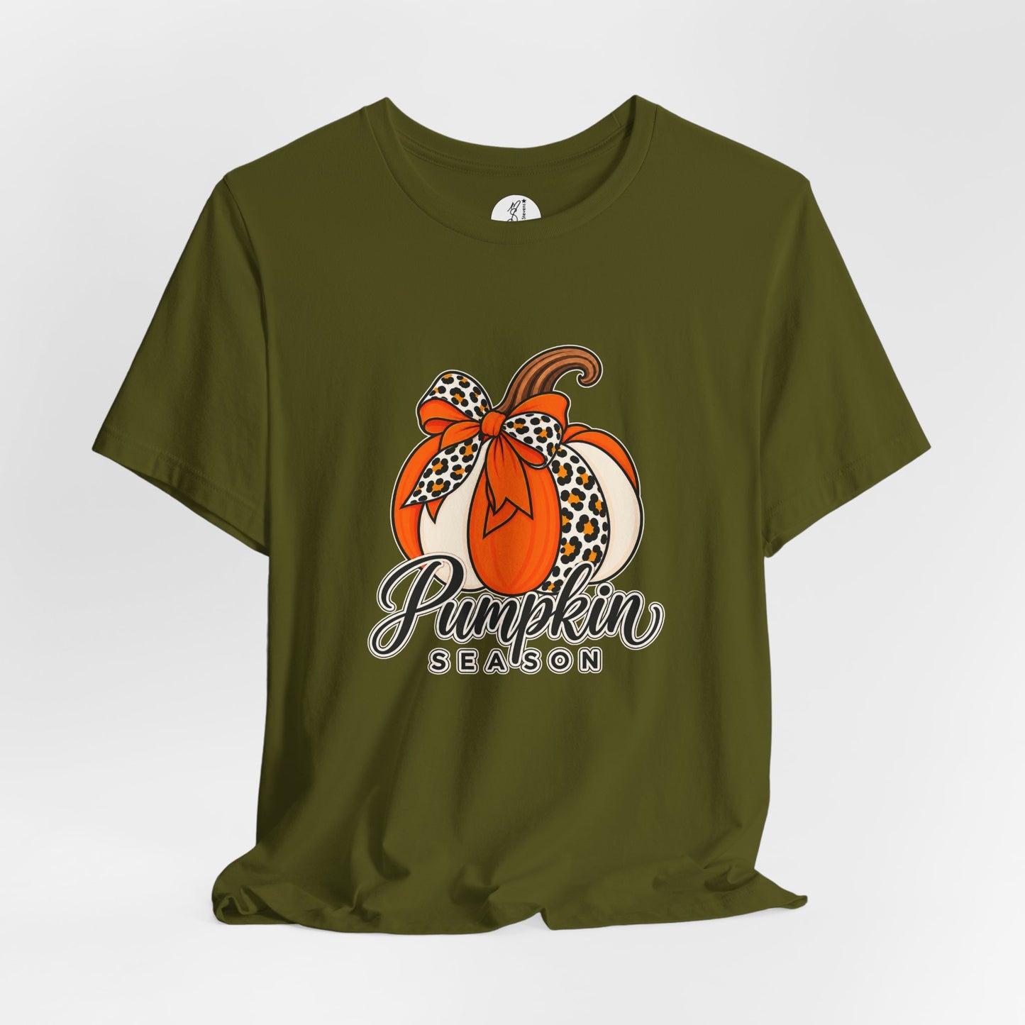 Pumpkin Season Tee — Leopard Bow Fall Pumpkin Graphic T‑Shirt