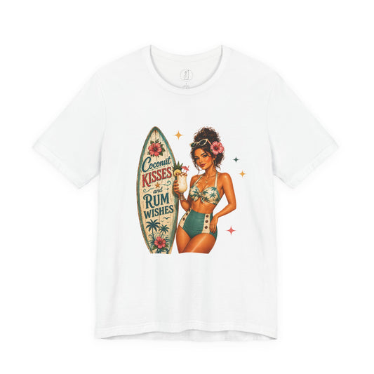 Retro Pin Up Coconut Kisses & Rum Wishes Unisex Tee