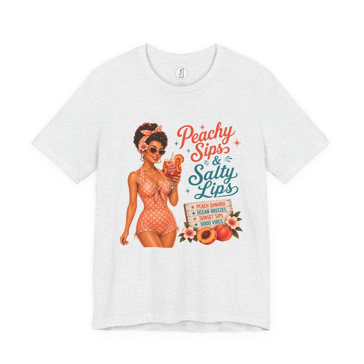Retro Pin Up Peachy Sips Unisex Tee