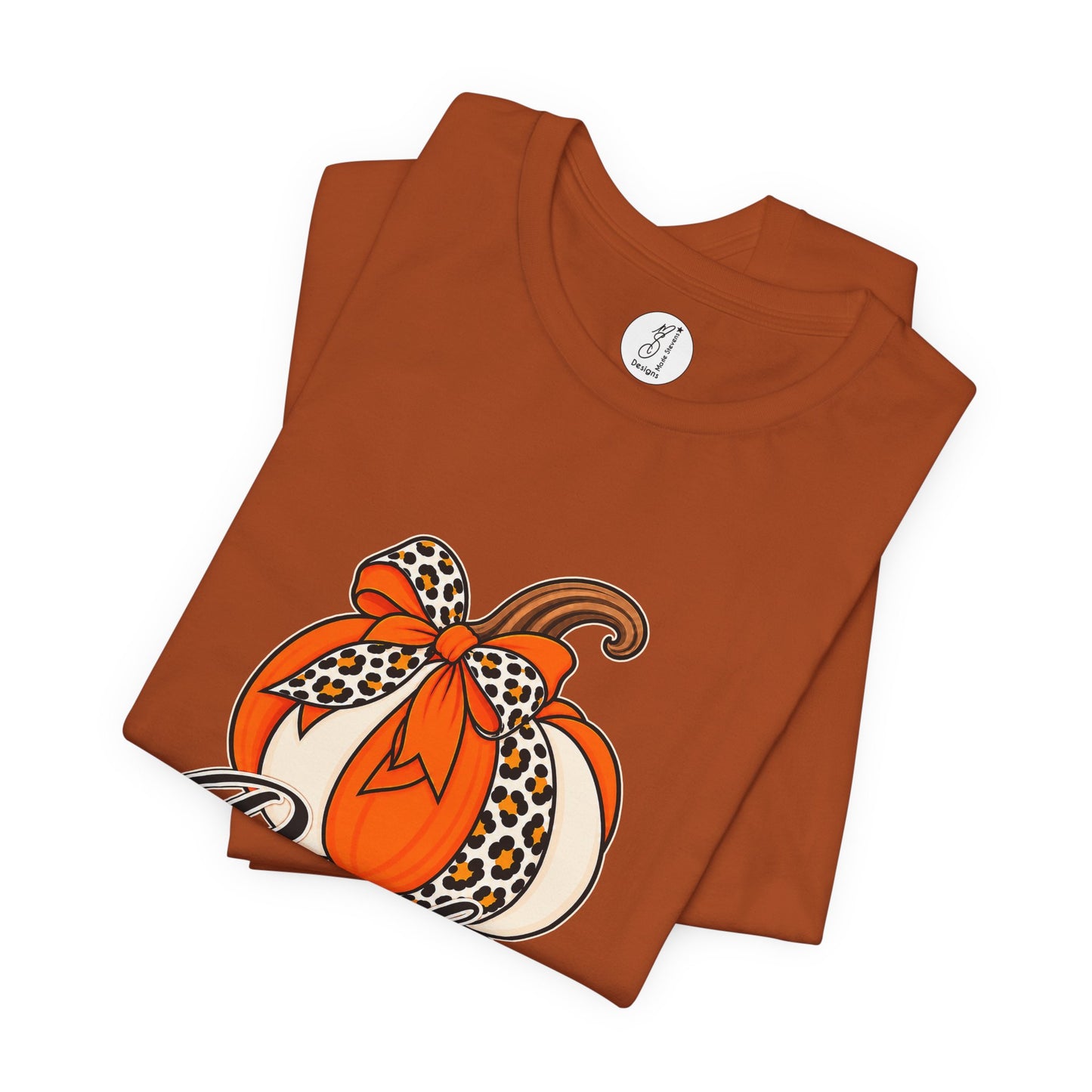 Pumpkin Season Tee — Leopard Bow Fall Pumpkin Graphic T‑Shirt