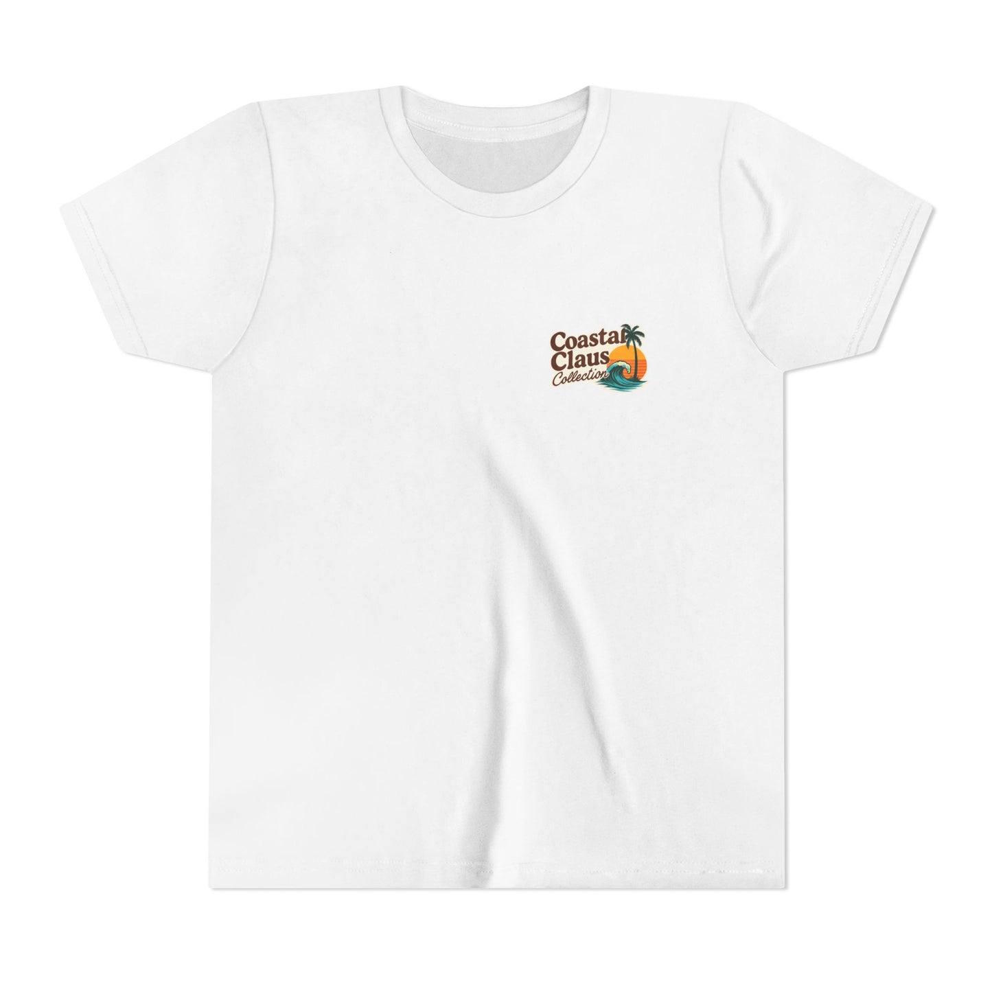 Youth Surfing Santa Tee — "Surfin' Santas" Christmas Beach Holiday Shirt
