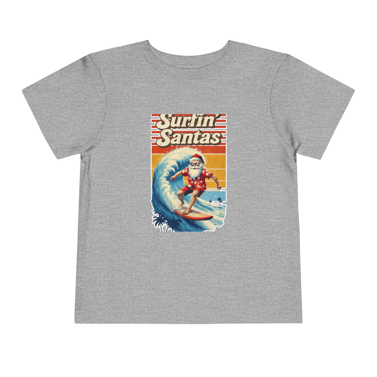 Toddler Tee — 'Surfin Santas' Retro Christmas Surfing Santa Holiday Shirt