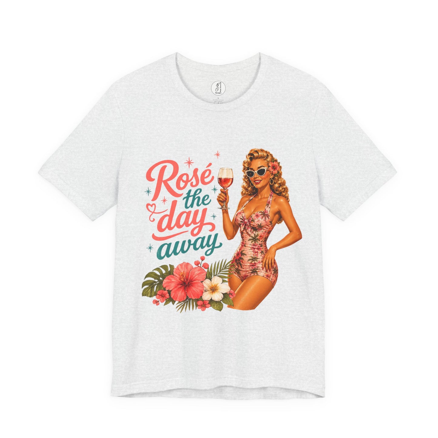Retro Pin Up Rosé the Day Away Unisex Tee