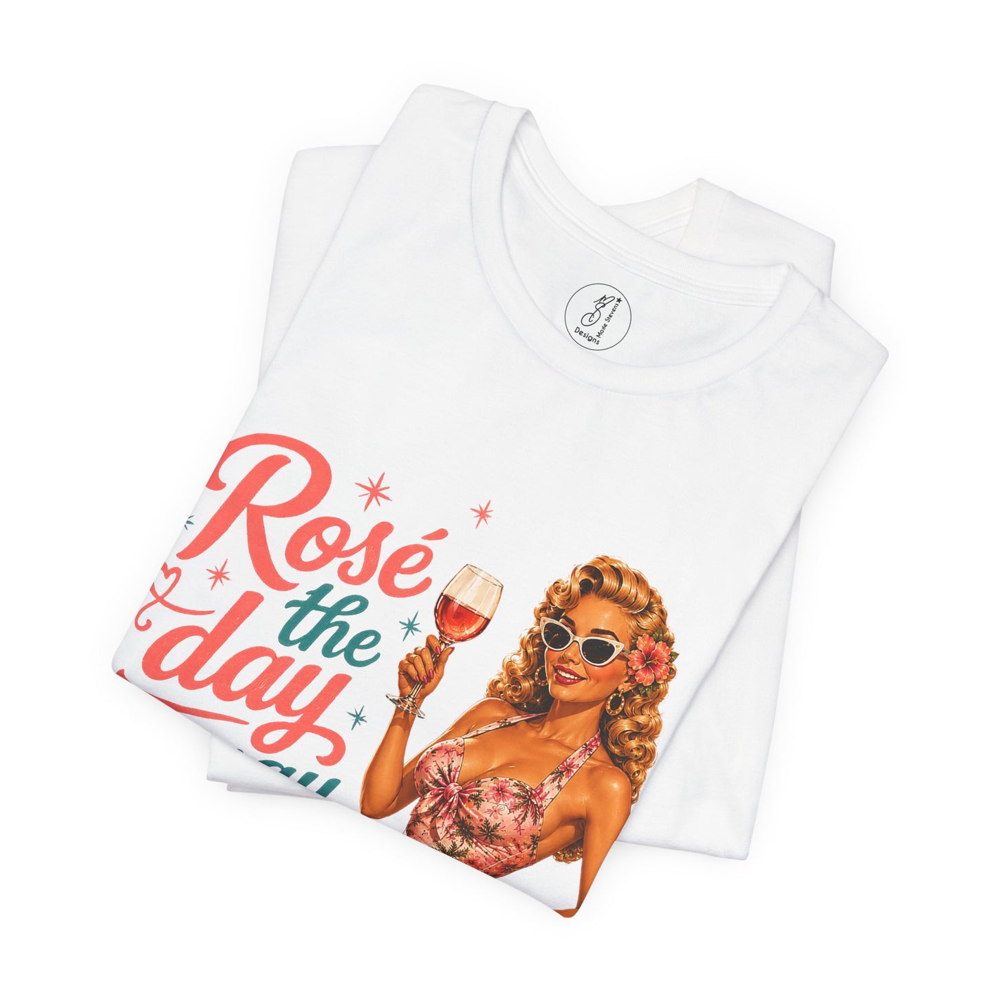 Retro Pin Up Rosé the Day Away Unisex Tee