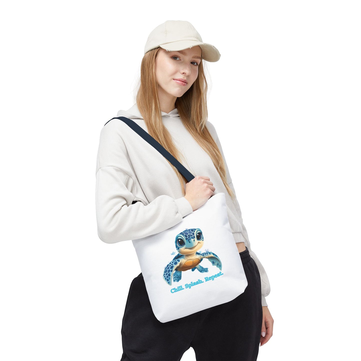 Cute Sea Turtle Tote Bag, Chill Splash Repeat