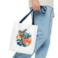 Colorful Floral Turtle Tote Bag