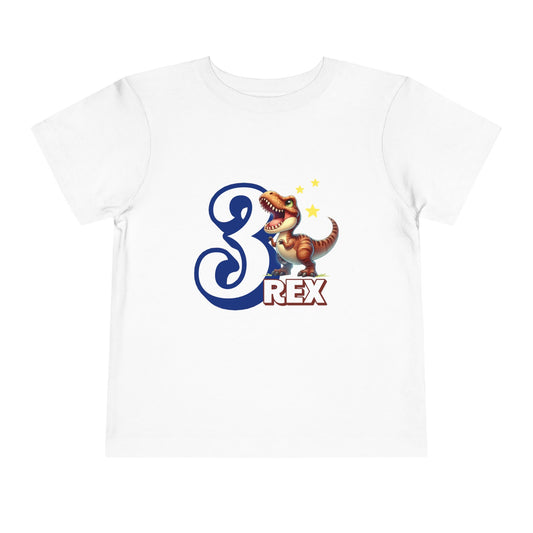 3-Rex Birthday Toddler Short Sleeve Tee