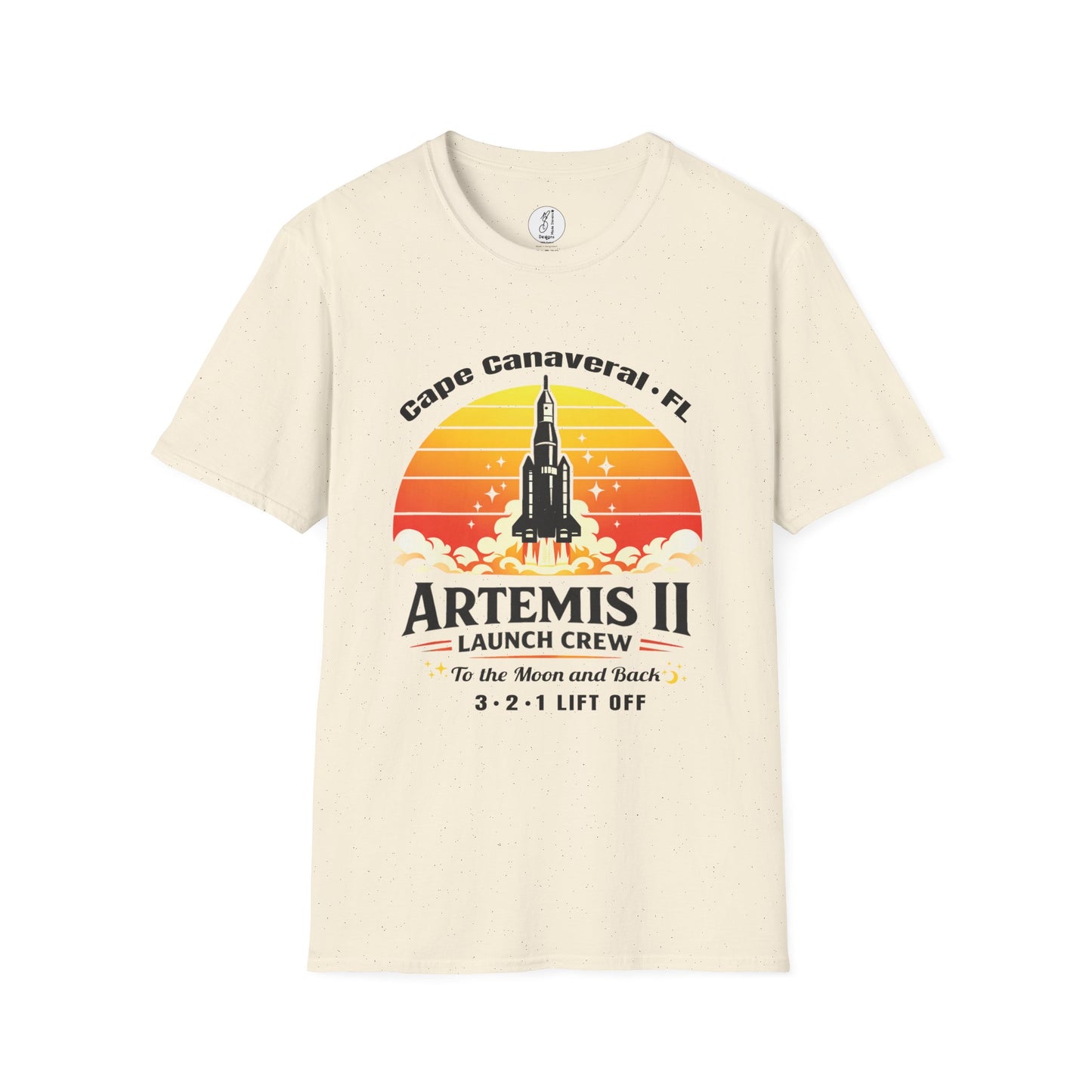 Artemis II Launch Crew T-Shirt — Cape Canaveral Retro Rocket Tee