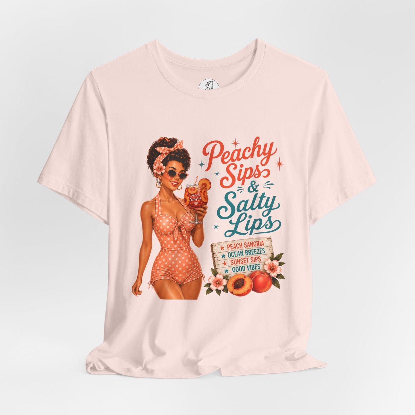 Retro Pin Up Peachy Sips Unisex Tee
