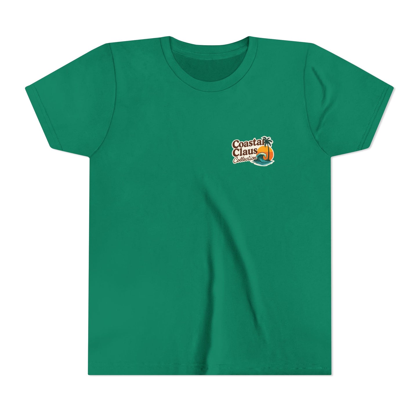 Youth Surfing Santa Tee — "Surfin' Santas" Christmas Beach Holiday Shirt