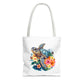 Colorful Floral Turtle Tote Bag