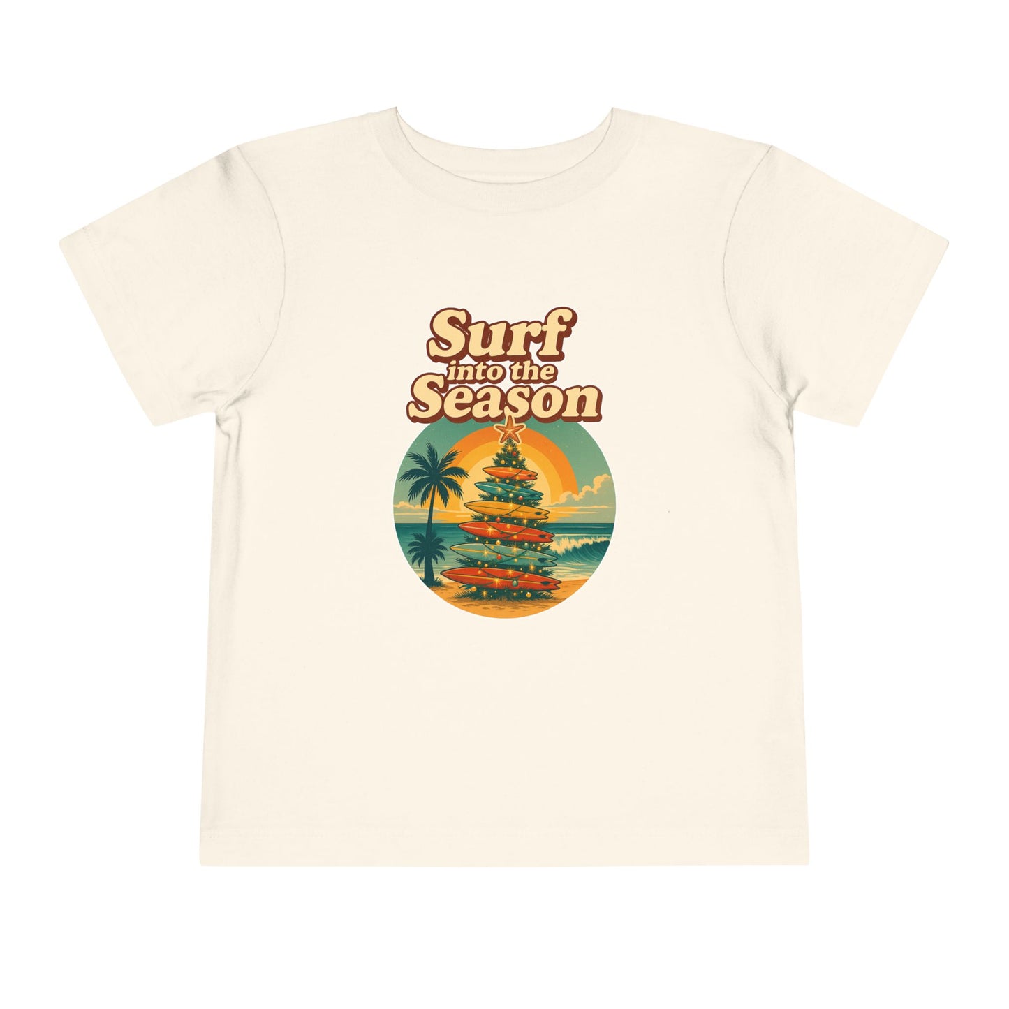 Toddler Tee — "Coastal Claus" Surf Into the Season Christmas Beach Shirt