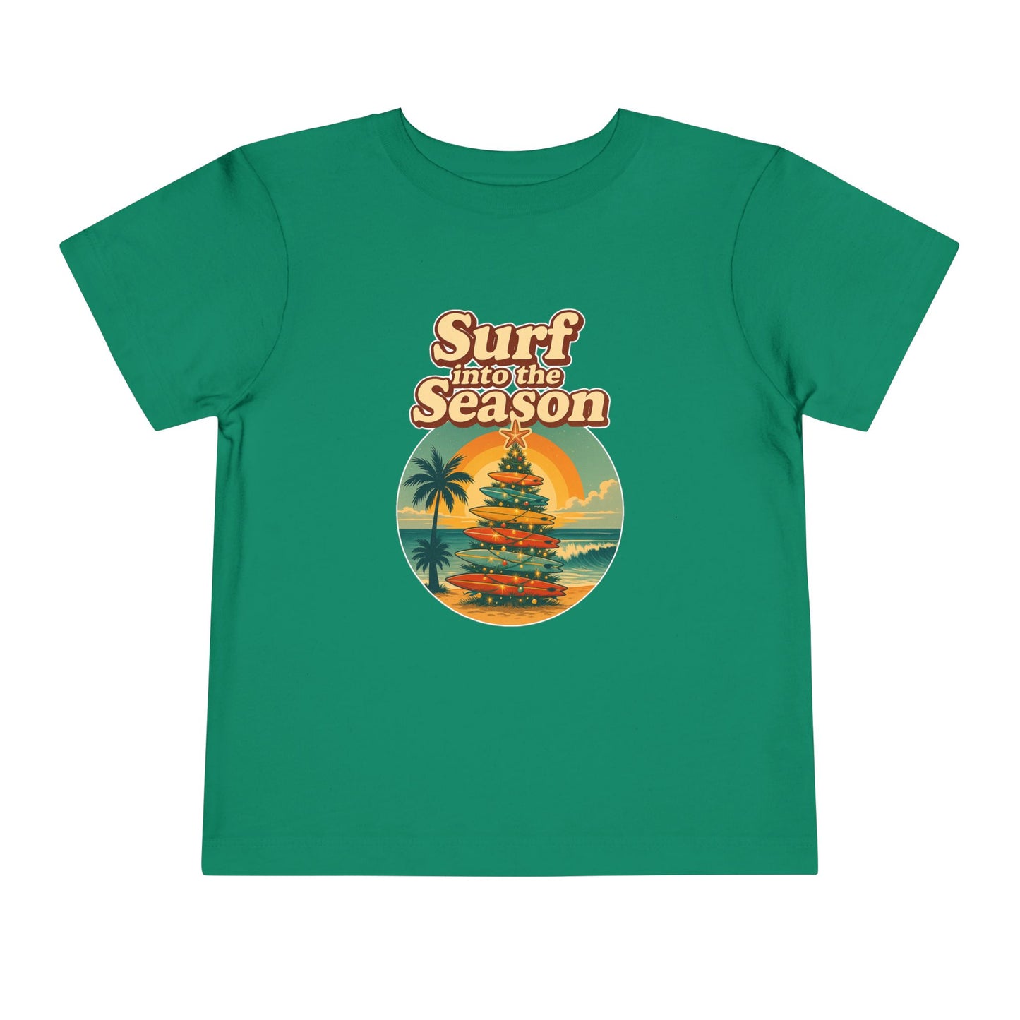 Toddler Tee — "Coastal Claus" Surf Into the Season Christmas Beach Shirt
