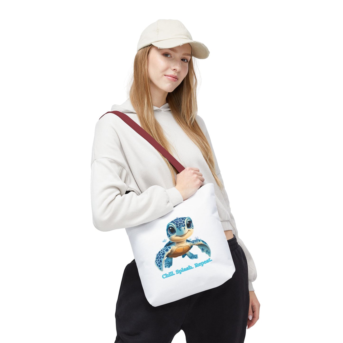 Cute Sea Turtle Tote Bag, Chill Splash Repeat