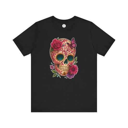 Valentina · Floral Butterfly Sugar Skull Tee · Dia de los Muertos Unisex Shirt