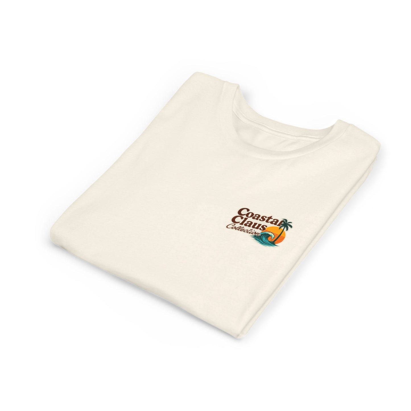 Youth Tee — "No Snow No Problem" Coastal Santa Surfing Snowman Kids Christmas Shirt