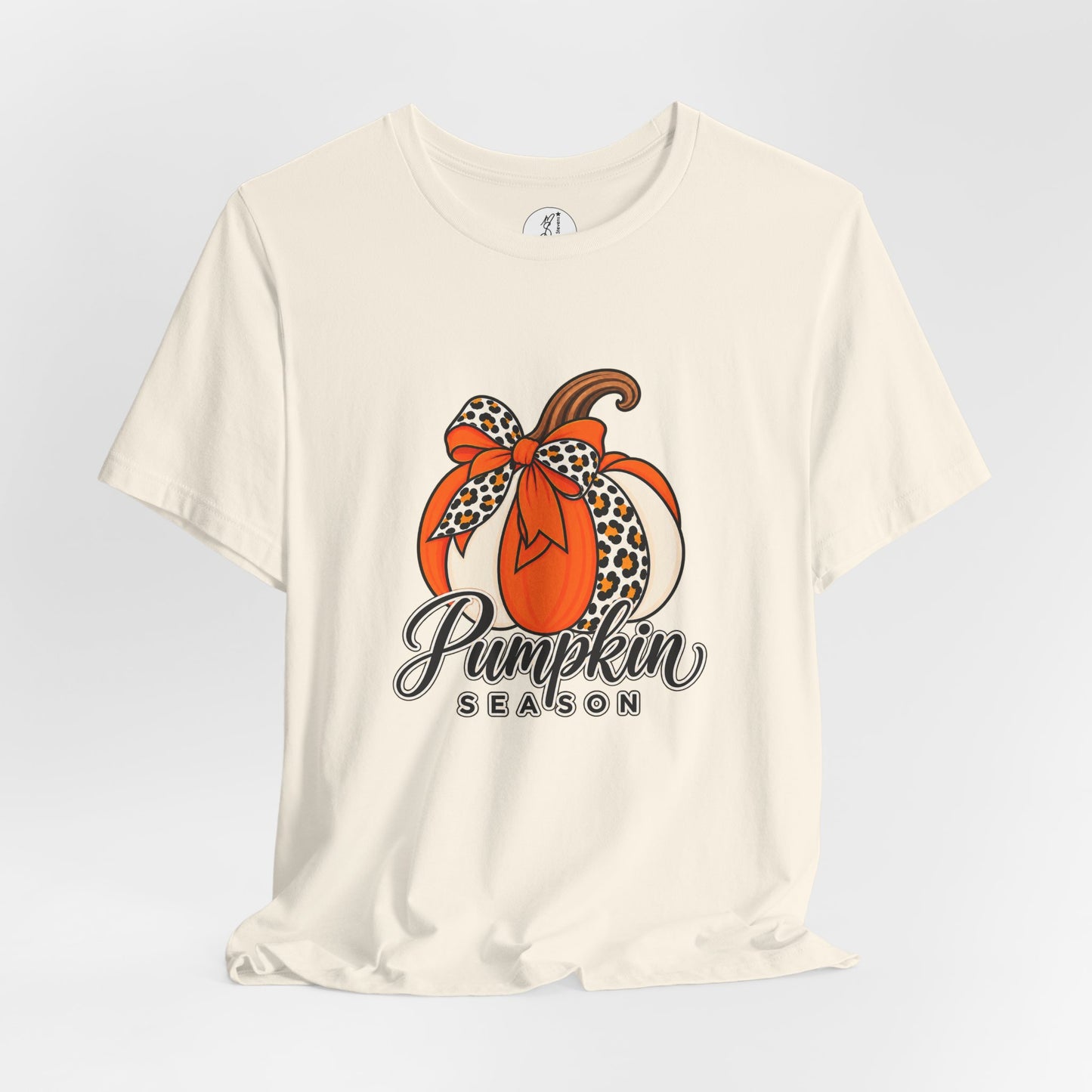 Pumpkin Season Tee — Leopard Bow Fall Pumpkin Graphic T‑Shirt