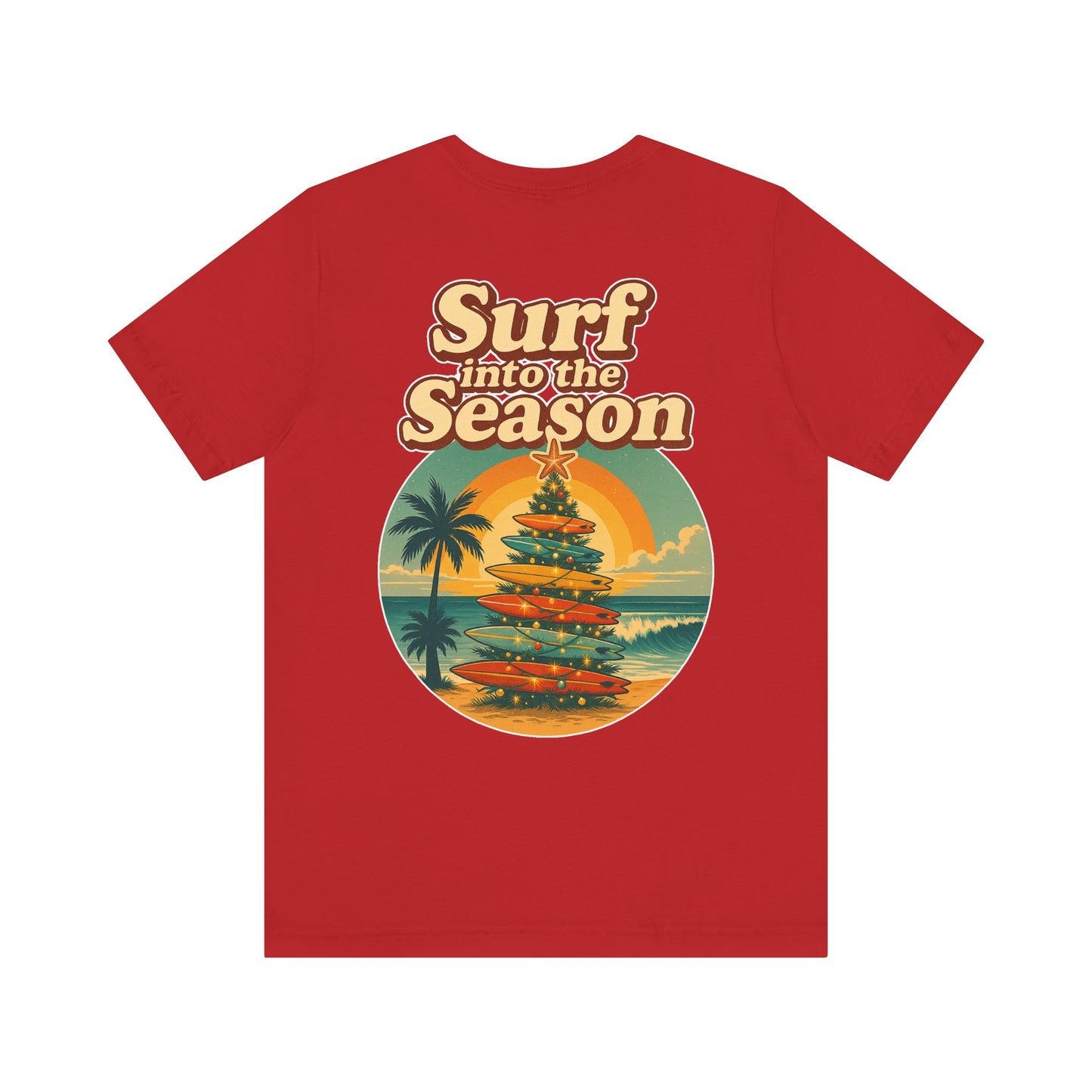 Surf Into the Season Tee — Retro Coastal Christmas Tee