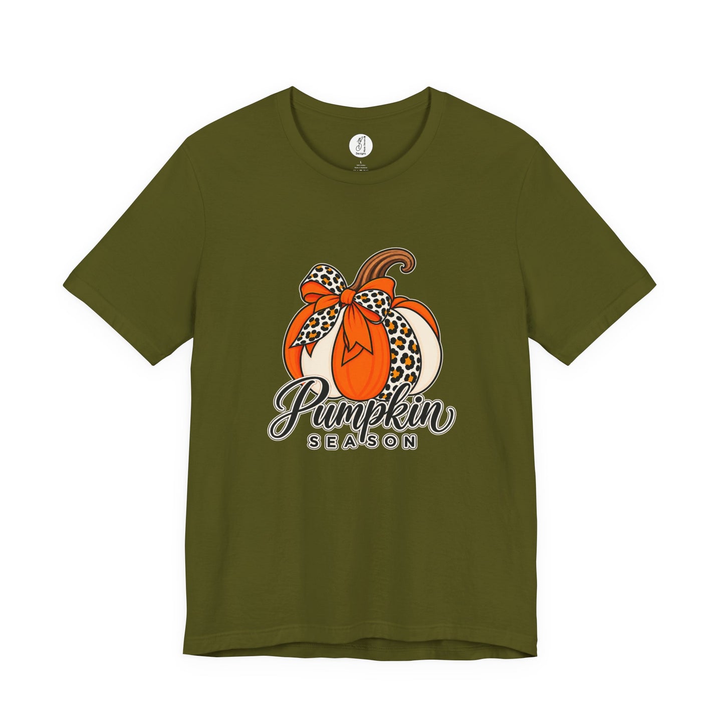 Pumpkin Season Tee — Leopard Bow Fall Pumpkin Graphic T‑Shirt