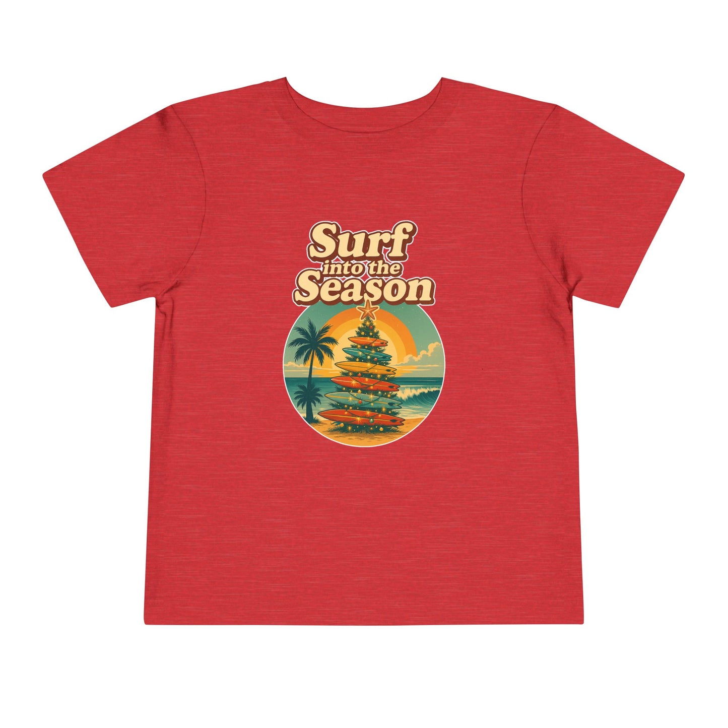Toddler Tee — "Coastal Claus" Surf Into the Season Christmas Beach Shirt