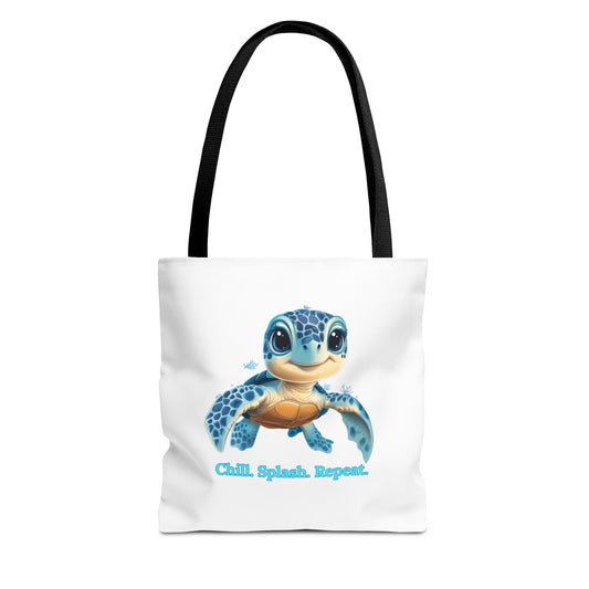 Cute Sea Turtle Tote Bag, Chill Splash Repeat