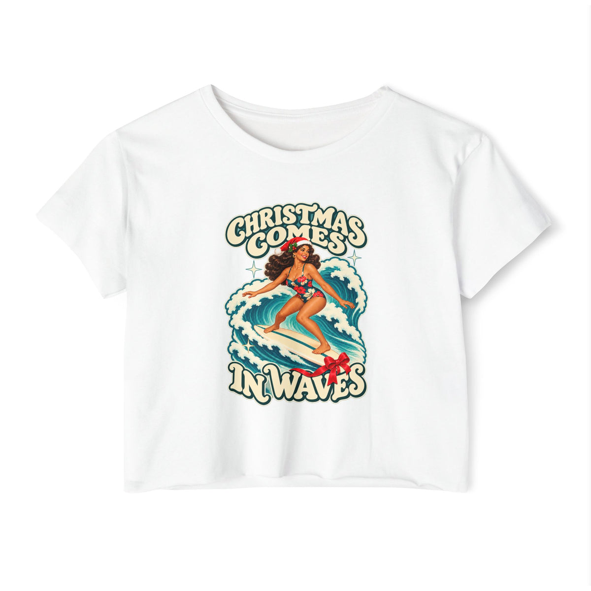 Christmas Comes in Waves - Women's Festival Crop Top
