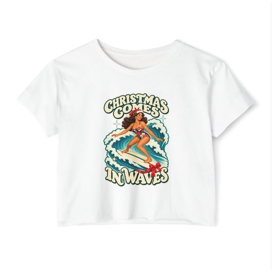 Christmas Comes in Waves - Women's Festival Crop Top
