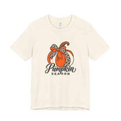 Pumpkin Season Tee — Leopard Bow Fall Pumpkin Graphic T‑Shirt