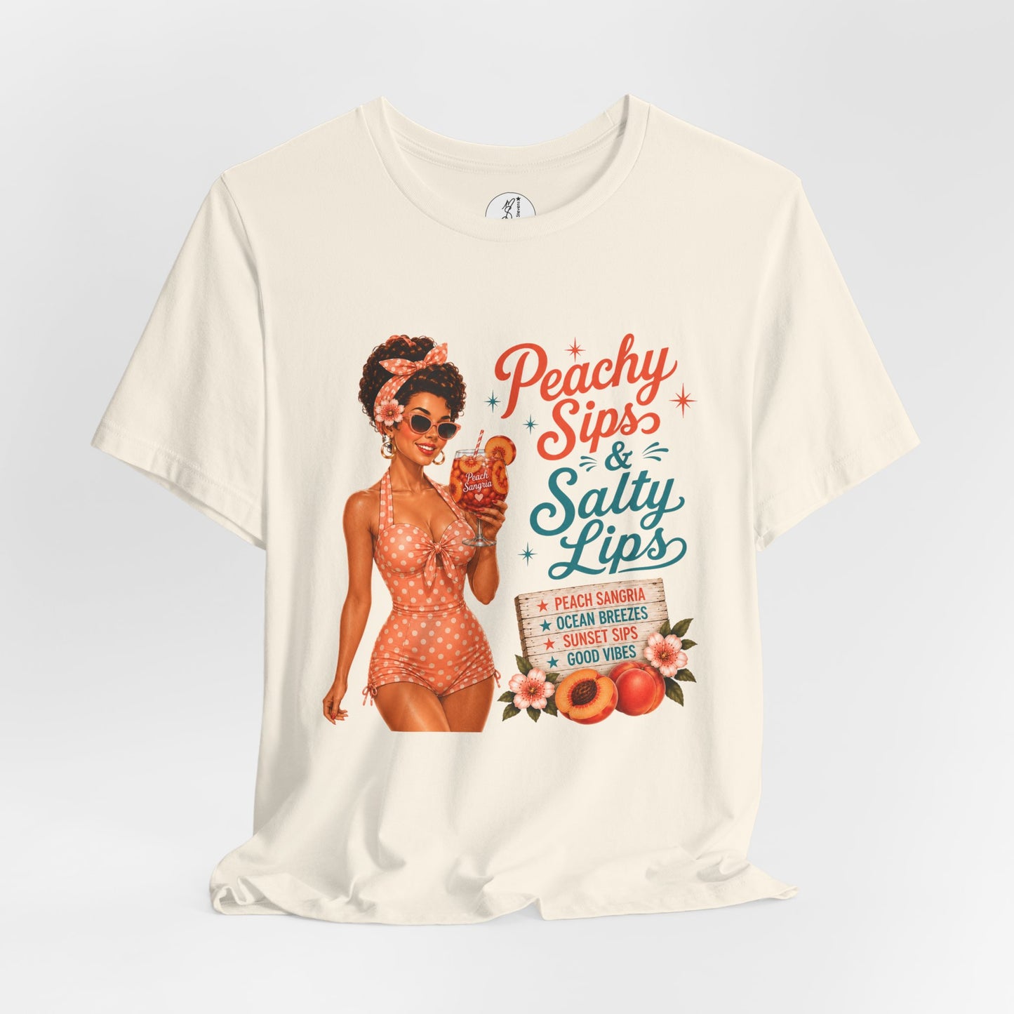 Retro Pin Up Peachy Sips Unisex Tee