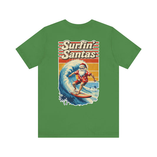 Surfin’ Santa – Retro Coastal Christmas Tee