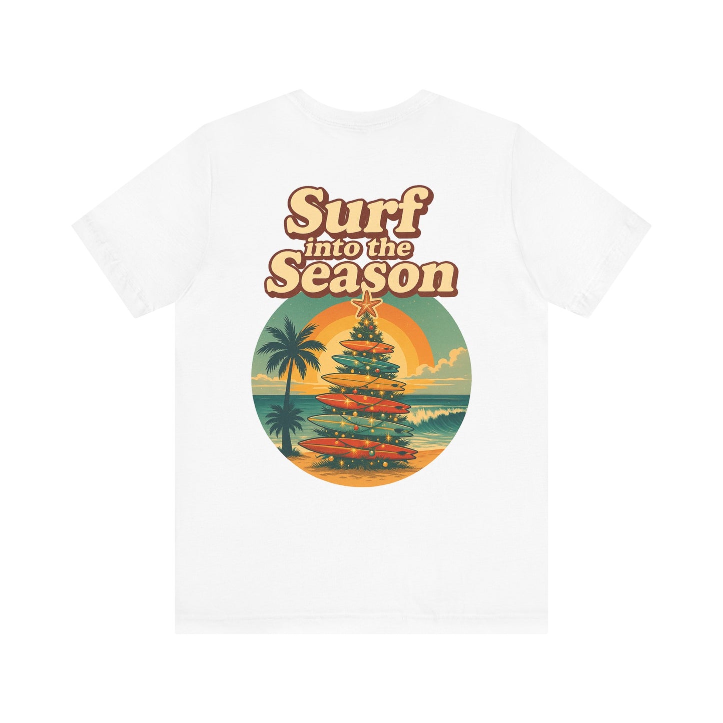 Surf Into the Season Tee — Retro Coastal Christmas Tee